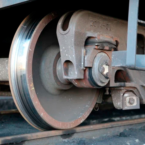 Ruedas y ejes de un vagón ferroviario